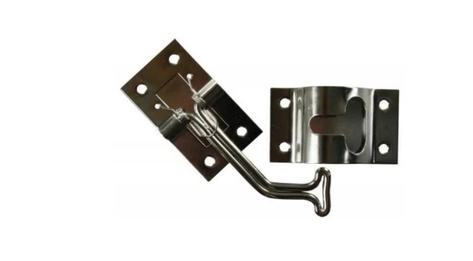 11765 – JR PRODUCTS Door Catch, 45 Degree T-Style Stainless Steel With Mounting Screws Packaged